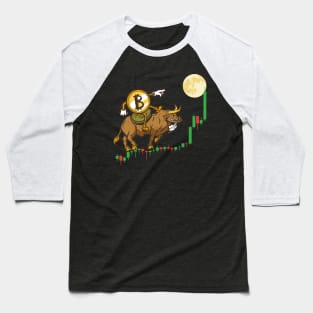 Bitcoin Crypto BTC to the Moon Bullrun Featuring Bull Trend Baseball T-Shirt